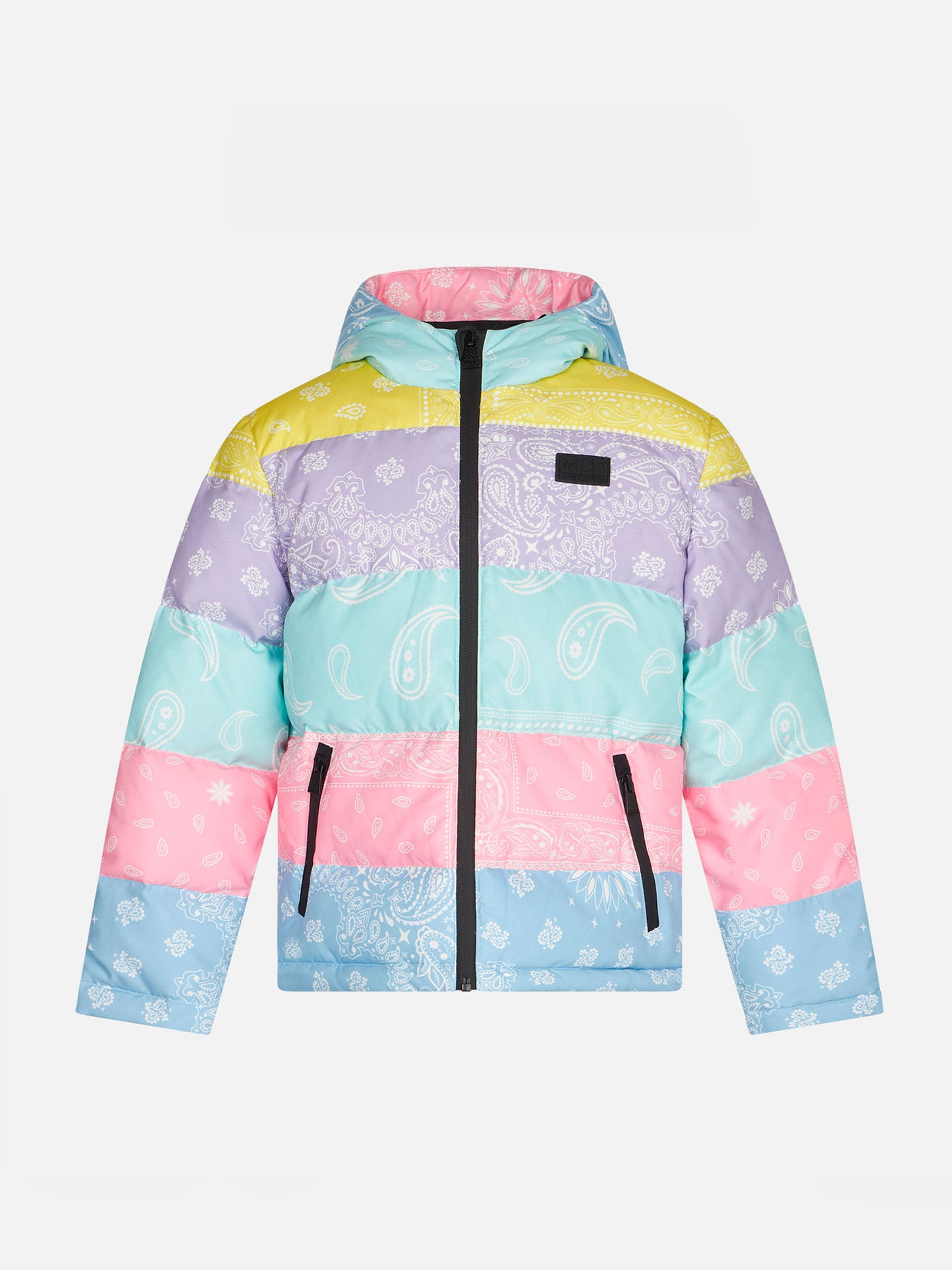 Girl hooded down padded jacket bandanna print - MC2 Saint Barth