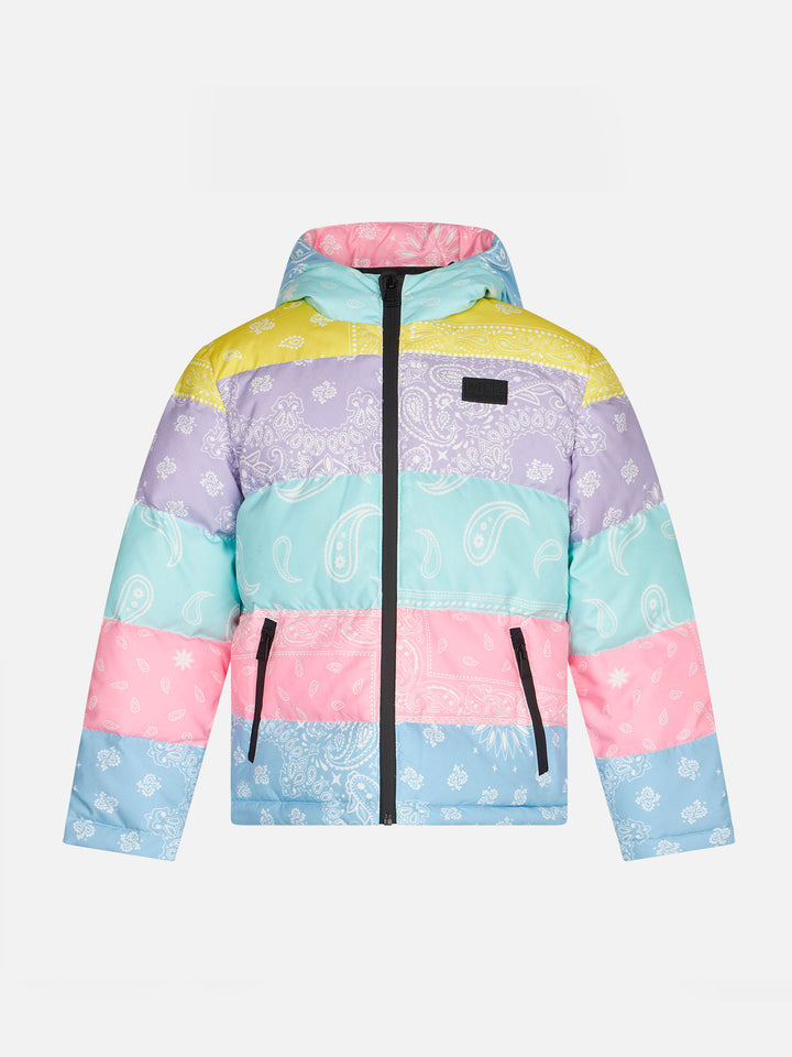 Girl hooded down padded jacket bandanna print - MC2 Saint Barth