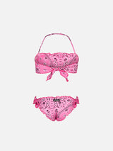 Mädchen-Bandeau-Bikini mit rosa Bandana-Print
