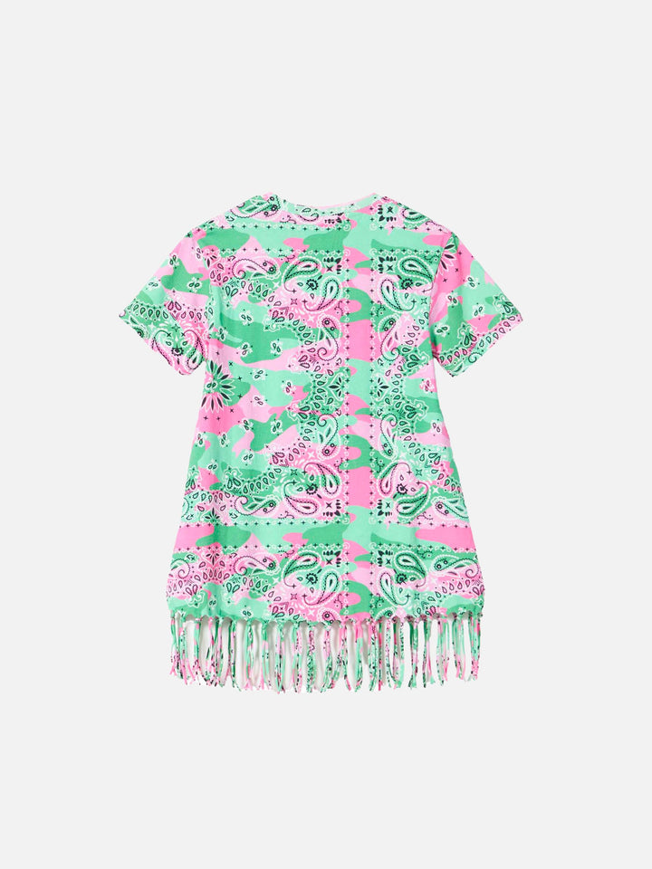 Girl mimetic cotton dress with fringes - MC2 Saint Barth