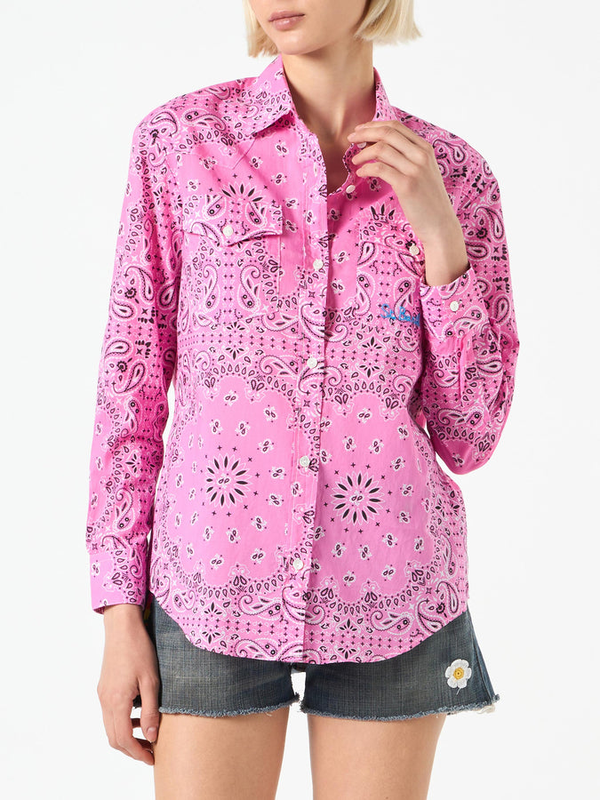 Mc2 Saint Barth Camicia da donna con stampa bandana rosa