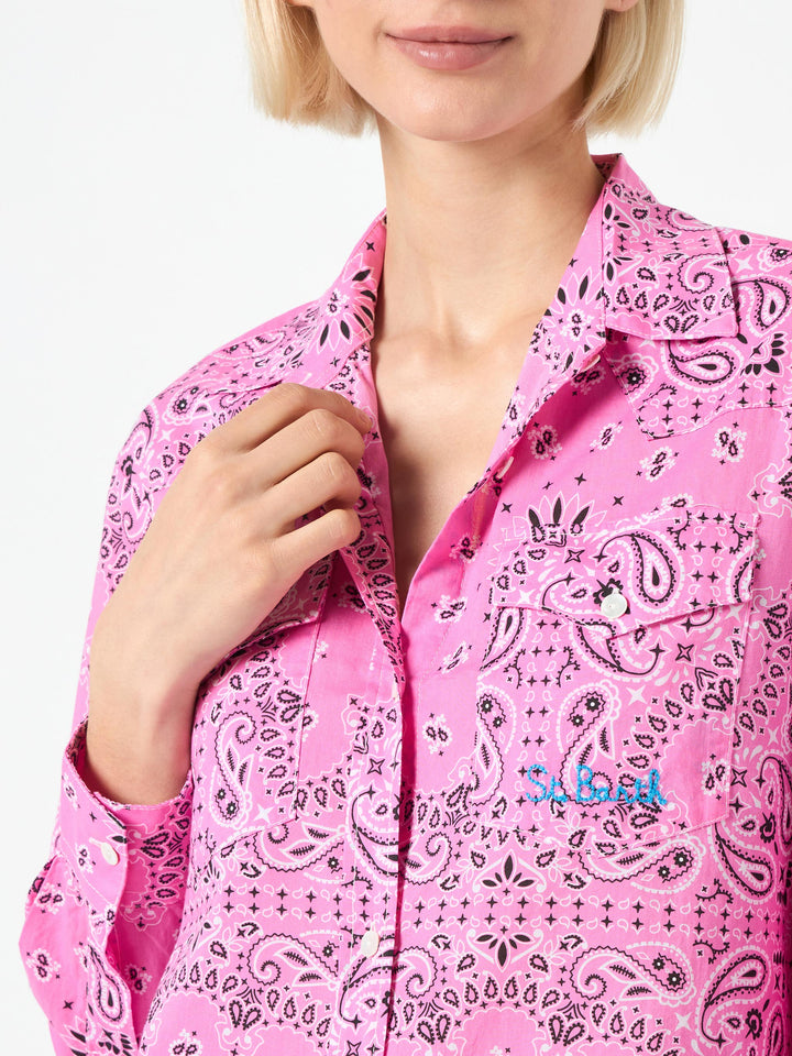 Woman pink shirt with bandanna print - MC2 Saint Barth