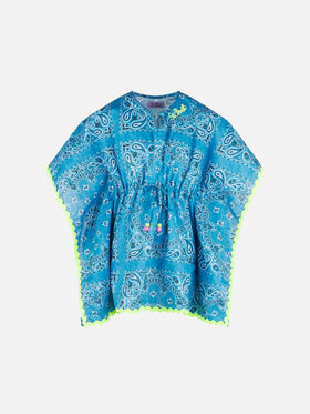 Girl poncho with light blue bandanna print - MC2 Saint Barth
