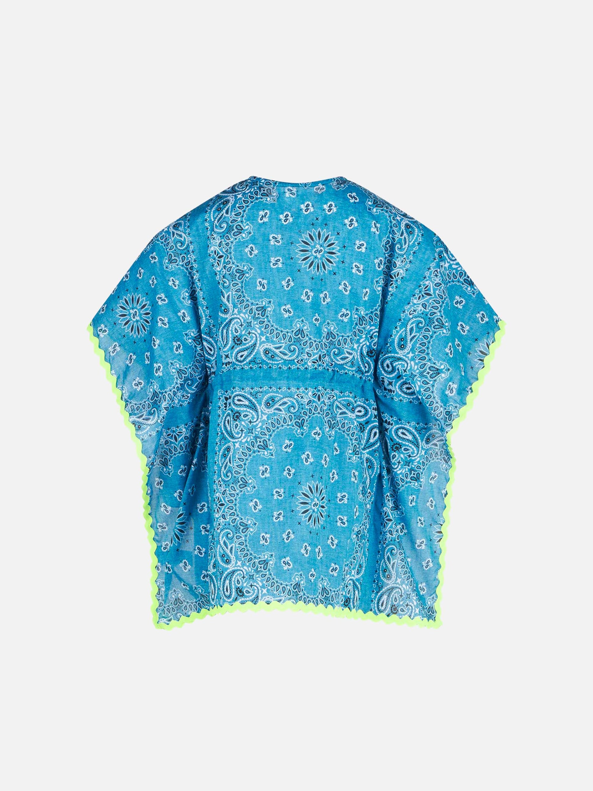 Girl poncho with light blue bandanna print - MC2 Saint Barth