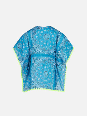 Girl poncho with light blue bandanna print - MC2 Saint Barth