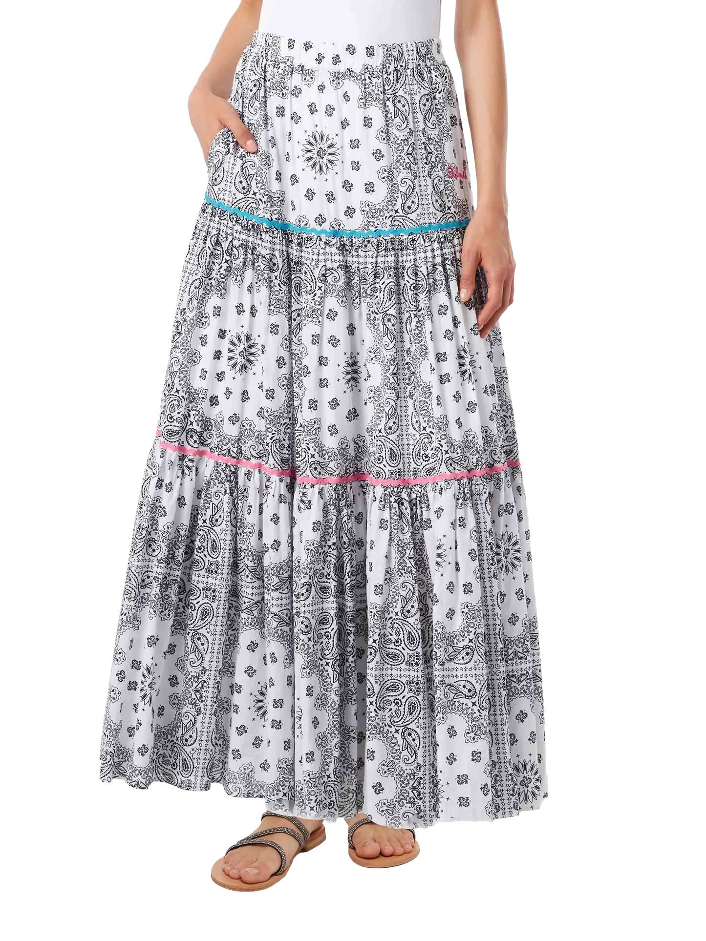 Woman cotton long skirt with bandanna print - MC2 Saint Barth