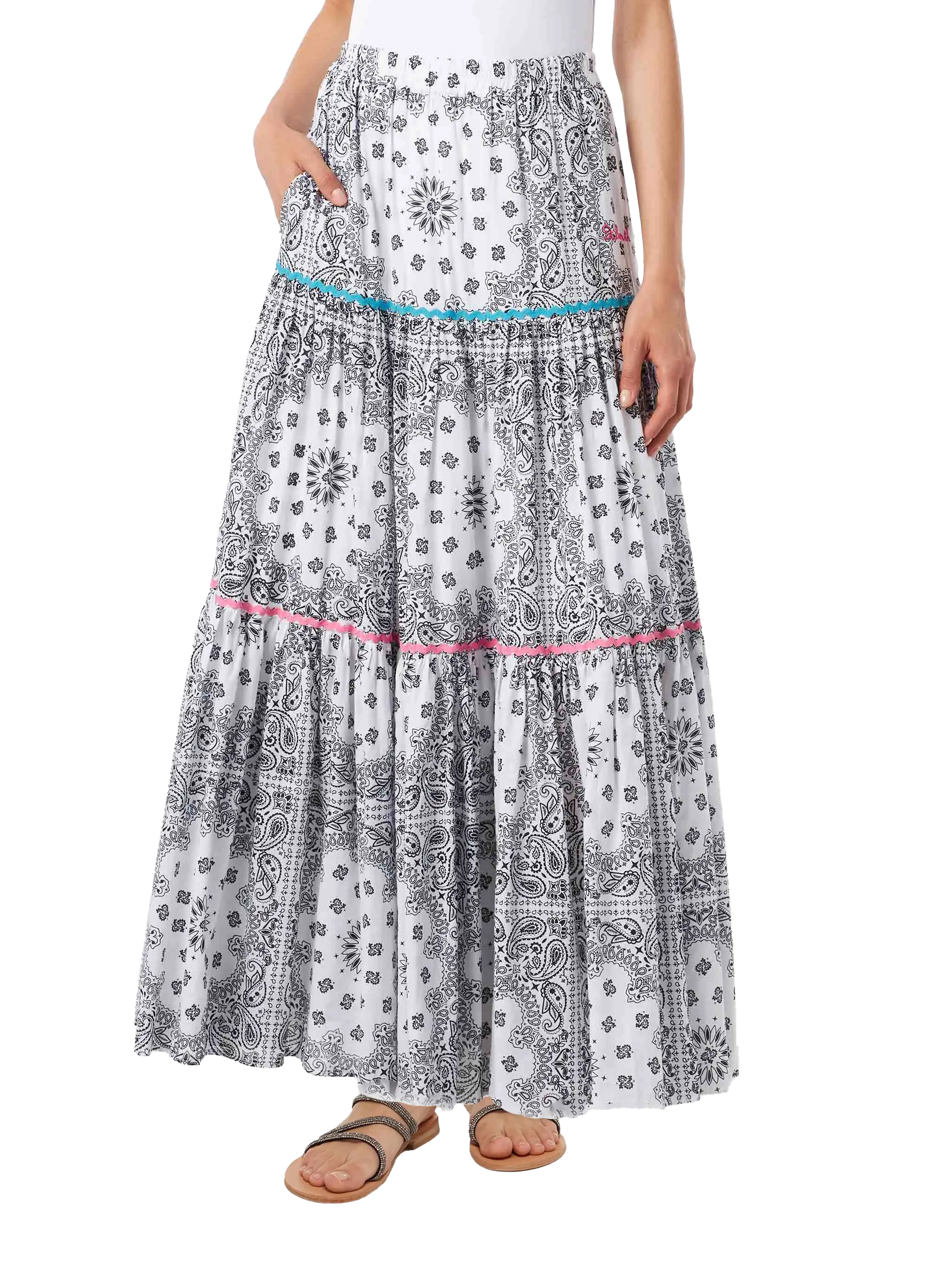 Woman cotton long skirt with bandanna print - MC2 Saint Barth