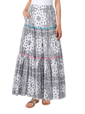 Woman cotton long skirt with bandanna print - MC2 Saint Barth