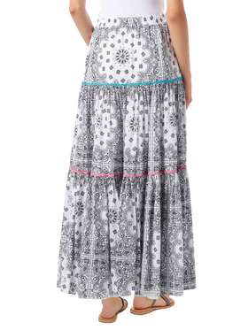 Woman cotton long skirt with bandanna print - MC2 Saint Barth