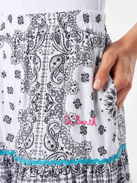 Woman cotton long skirt with bandanna print - MC2 Saint Barth
