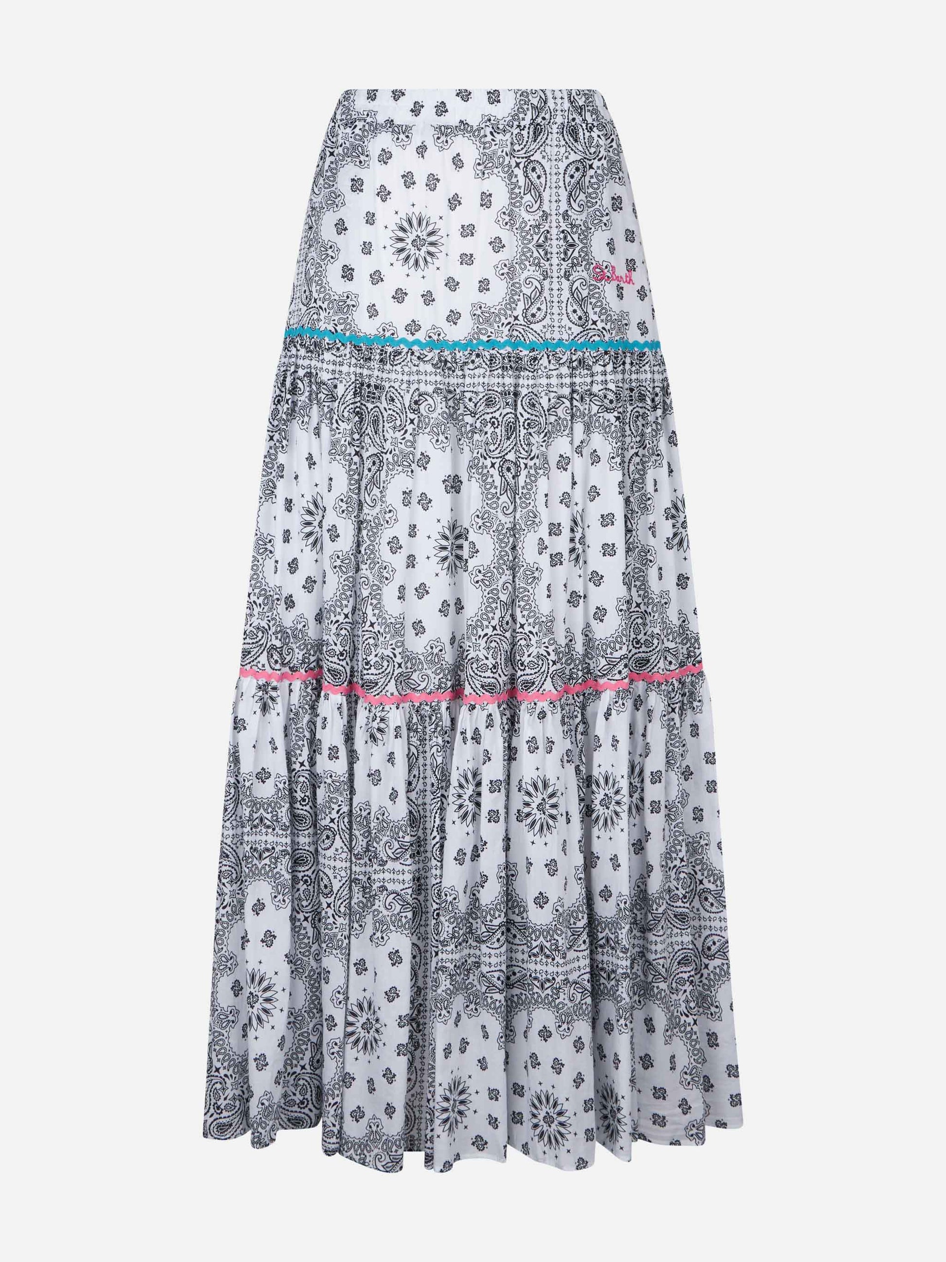 Woman cotton long skirt with bandanna print - MC2 Saint Barth