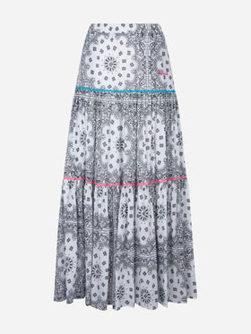 Woman cotton long skirt with bandanna print - MC2 Saint Barth