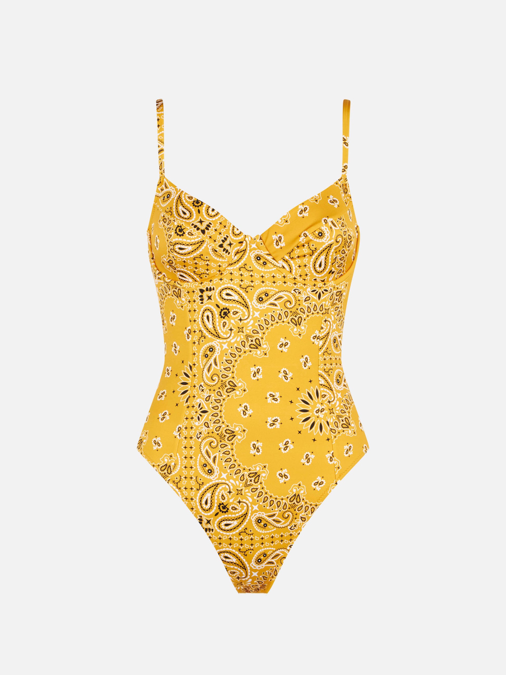 Woman underwire one piece swimsuit with bandanna print - MC2 Saint Barth