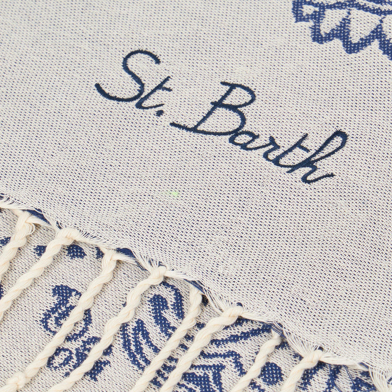 Weiches Fouta-Handtuch aus Jacquard mit blauem Bandana-Print