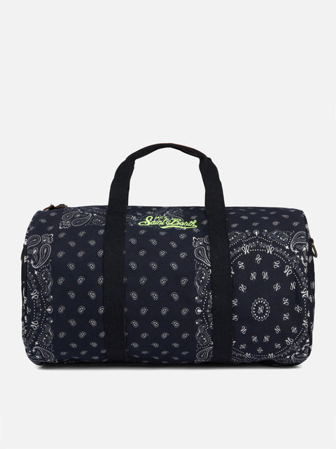 Travel duffel bag with black bandanna print - MC2 Saint Barth