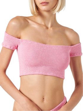 Woman crinkle wide shoulder strap top swimsuit - MC2 Saint Barth