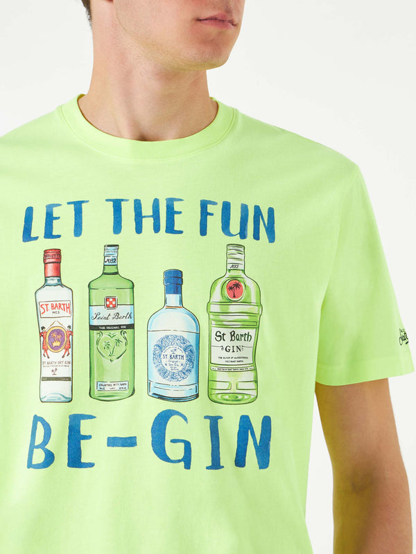 T-shirt da uomo in cotone con stampa Let the Fun Be-Gin