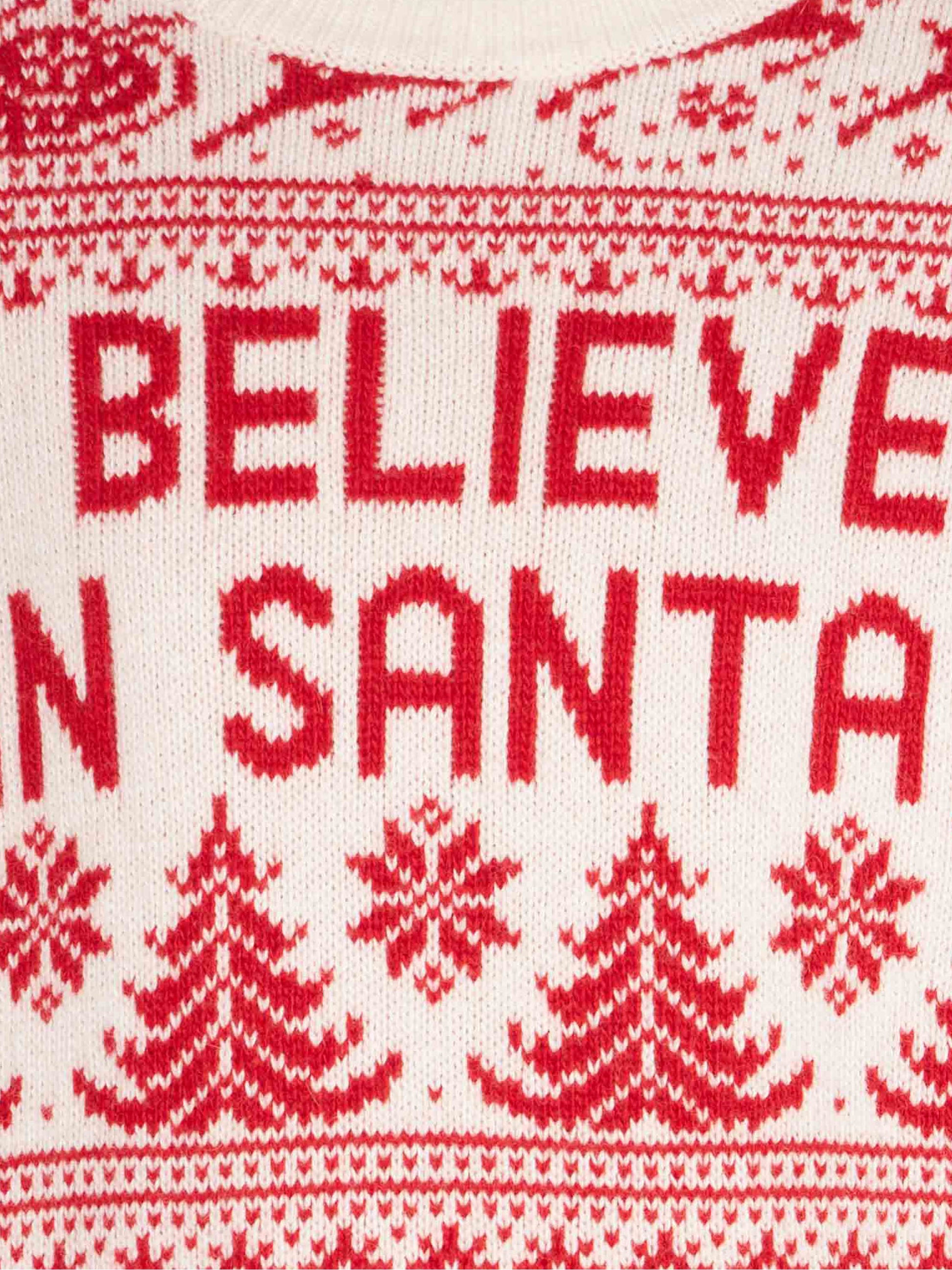 Boy white crewneck sweater with Christmas pattern - MC2 Saint Barth