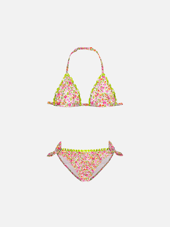 Mc2 Saint Barth Bikini da bambina a triangolo a fiori | Realizzato con tessuto Liberty