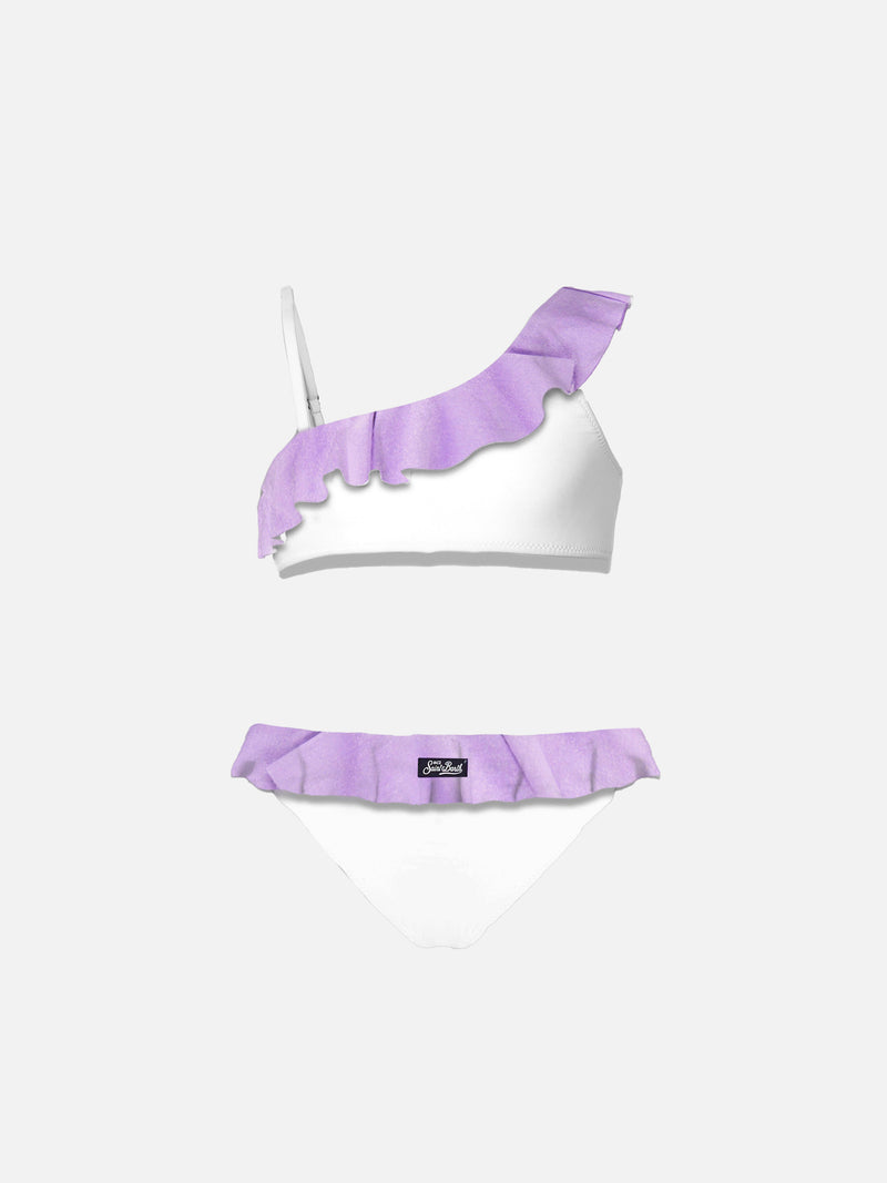 Bikini da bambina monospalla con volant