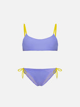 Bikini da bambina a bralette con ricamo Dreaming St. Barth