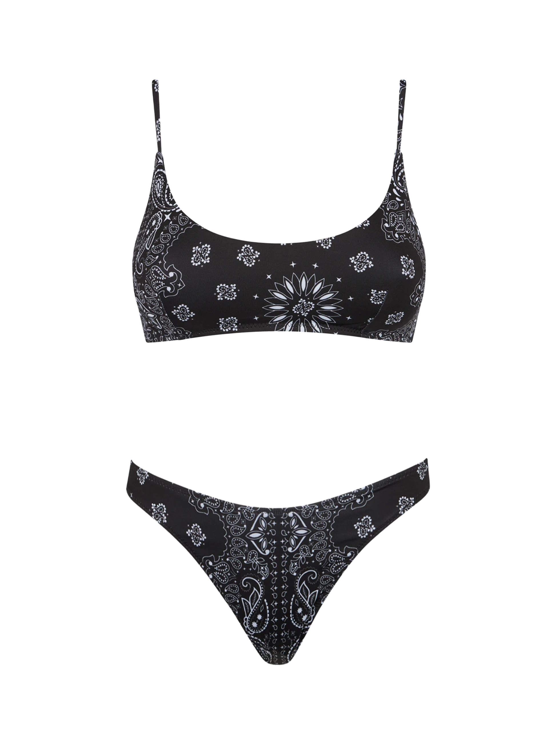 Woman bralette bikini with black bandanna print - MC2 Saint Barth