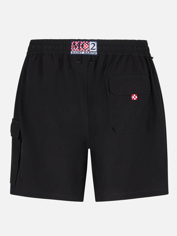 Bequeme und elastische Herren-Badeshorts in Schwarz