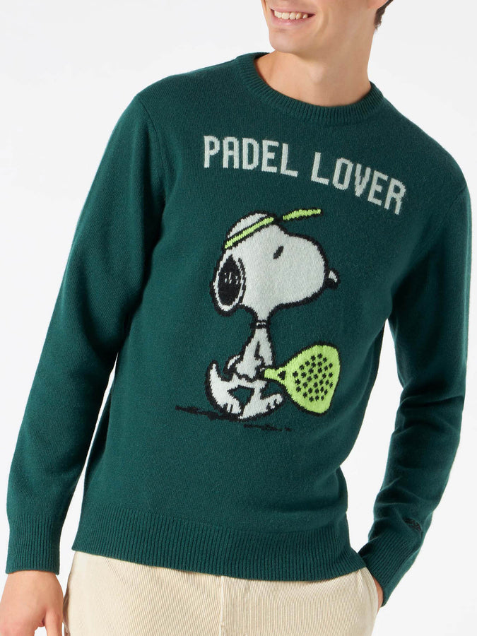 Mc2 Saint Barth Maglia da uomo verde con stampa Snoopy | SNOOPY - EDIZIONE SPECIALE PEANUTS™