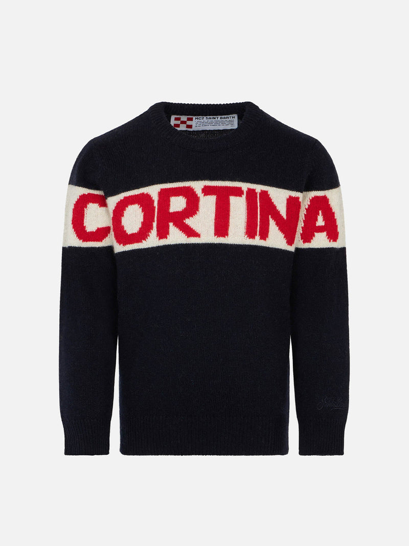 Blue boy sweater Cortina red graphic