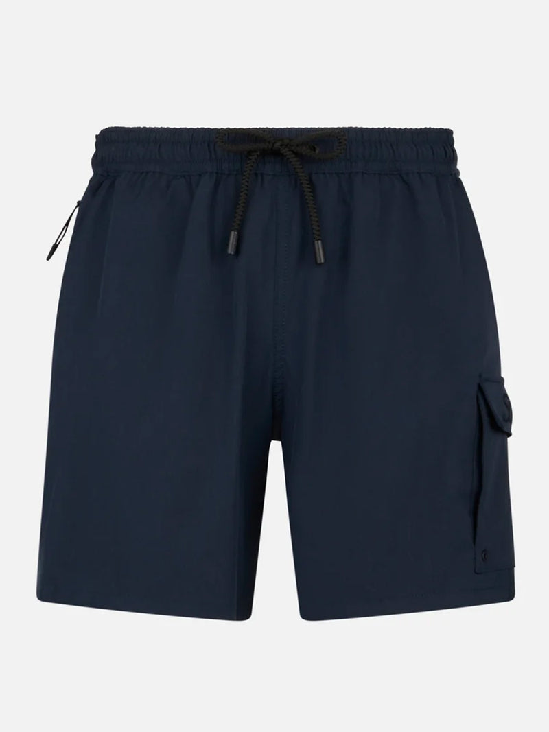 Blaue, marineblaue Herren-Badeshorts aus Komfort und Stretch