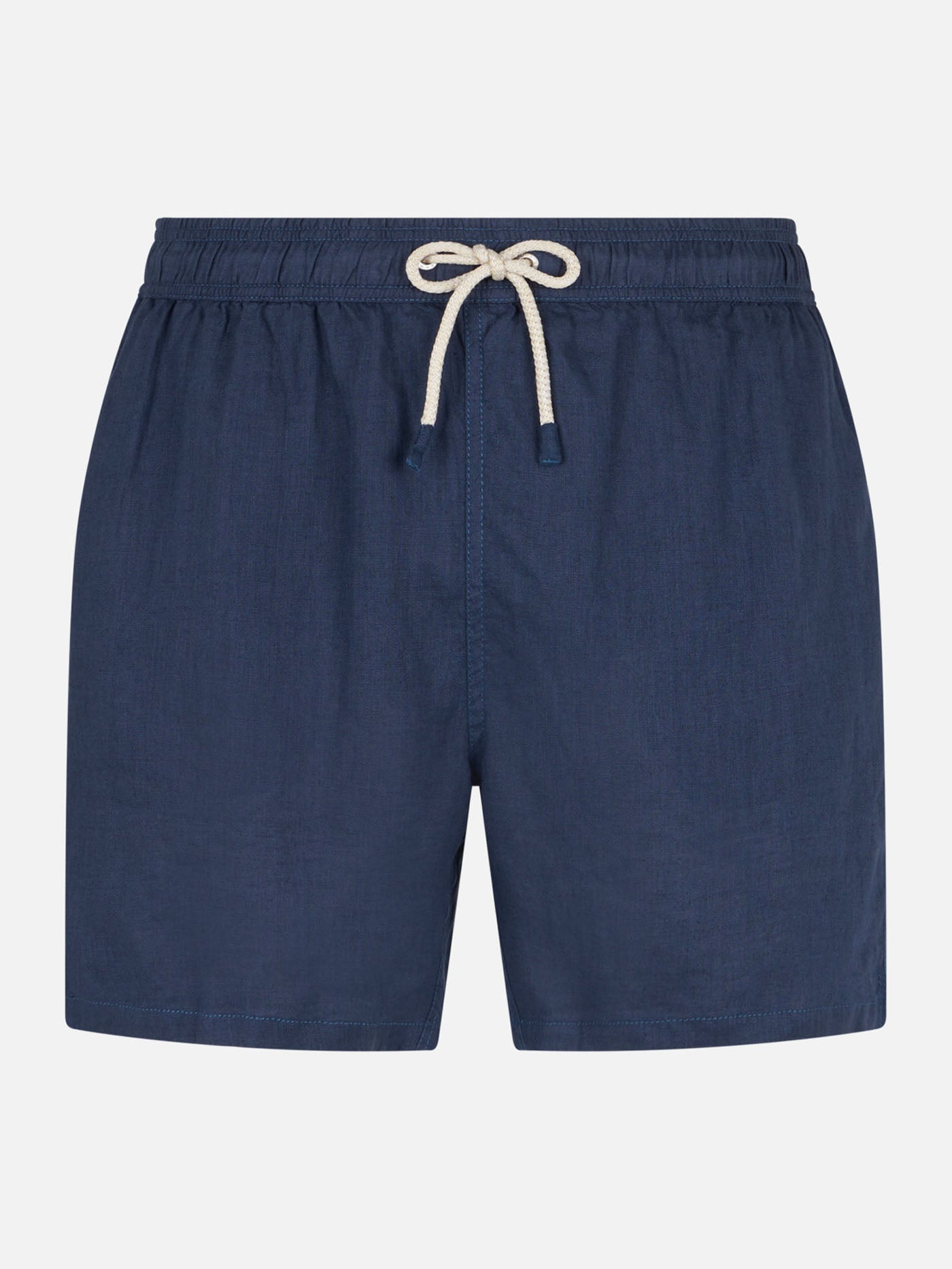 Marineblaue Herren-Badeshorts aus Leinen
