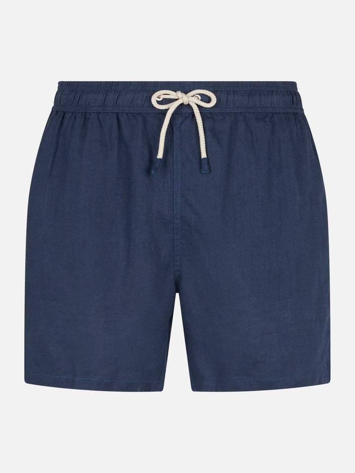 Costume da bagno uomo in lino blu navy
