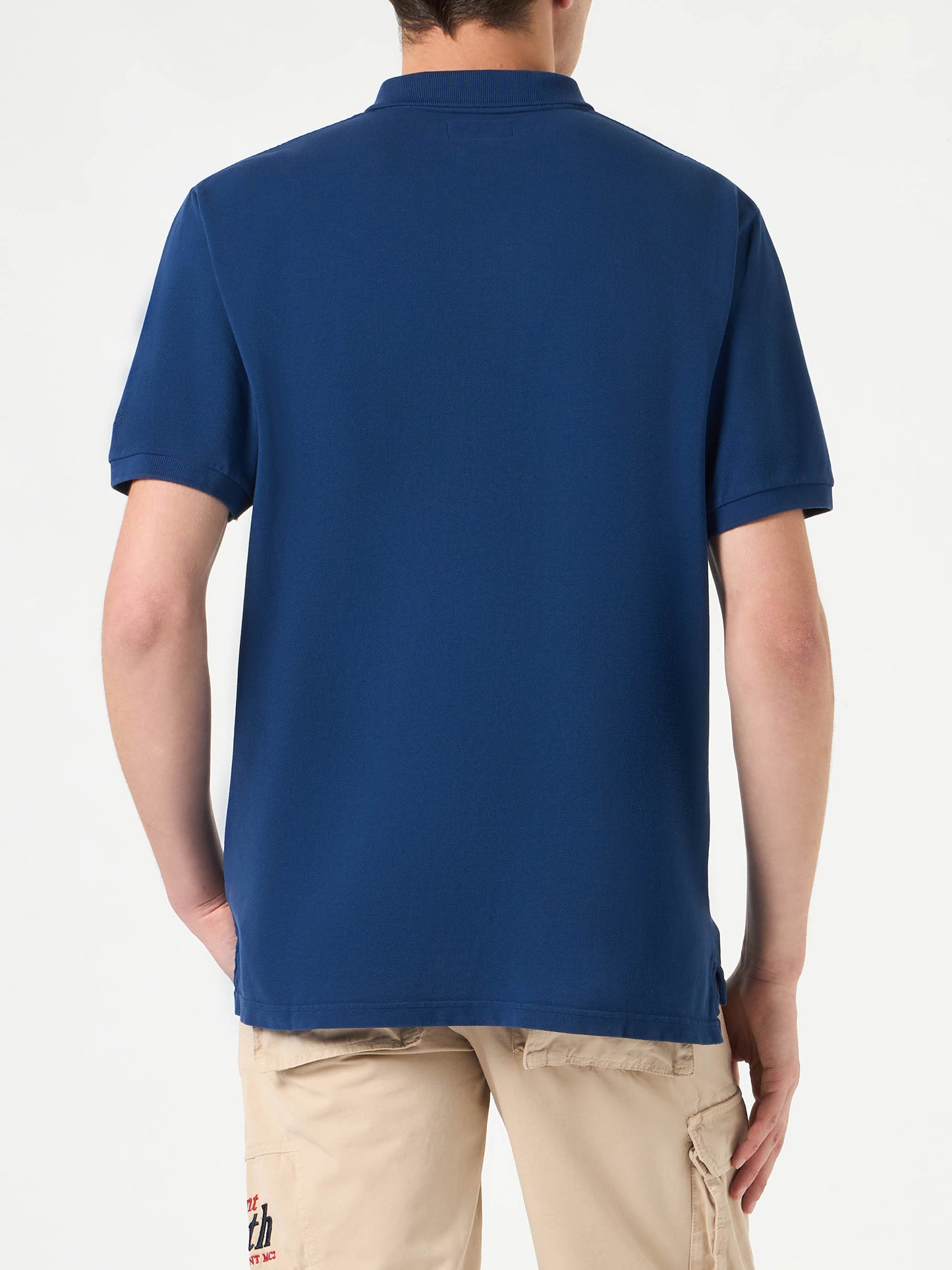 Denim piquet polo with St. Barth logo with vintage effect - MC2 Saint Barth