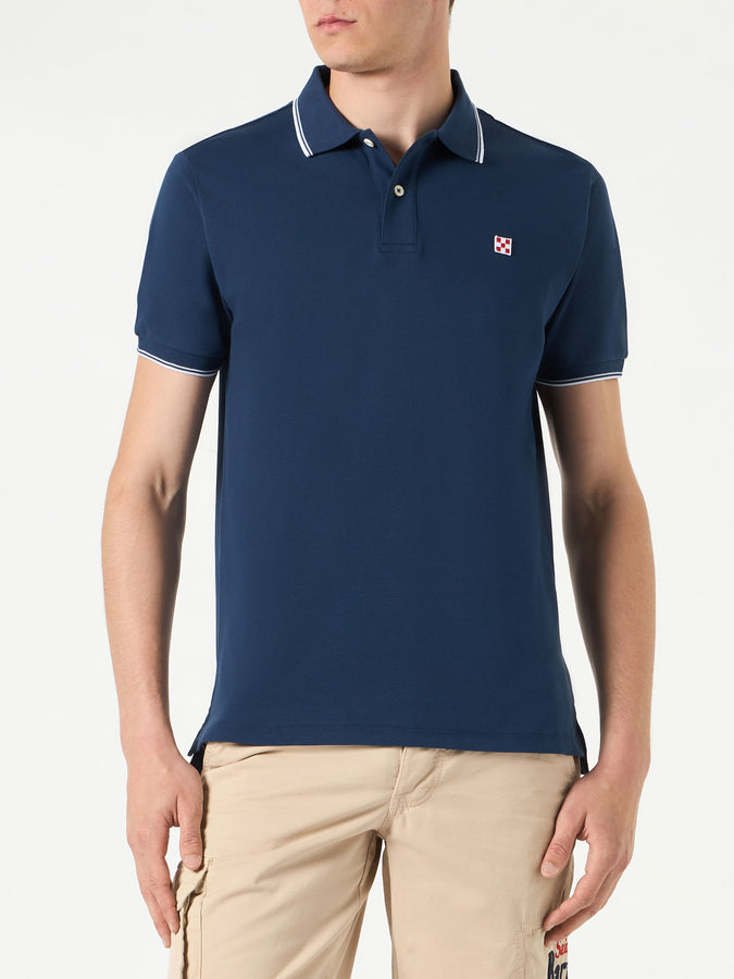 Mc2 Saint Barth Polo piquet blu navy con logo St. Barth