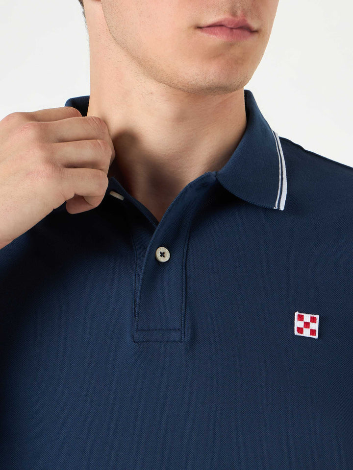 Blue navy piquet polo with St. Barth logo - MC2 Saint Barth