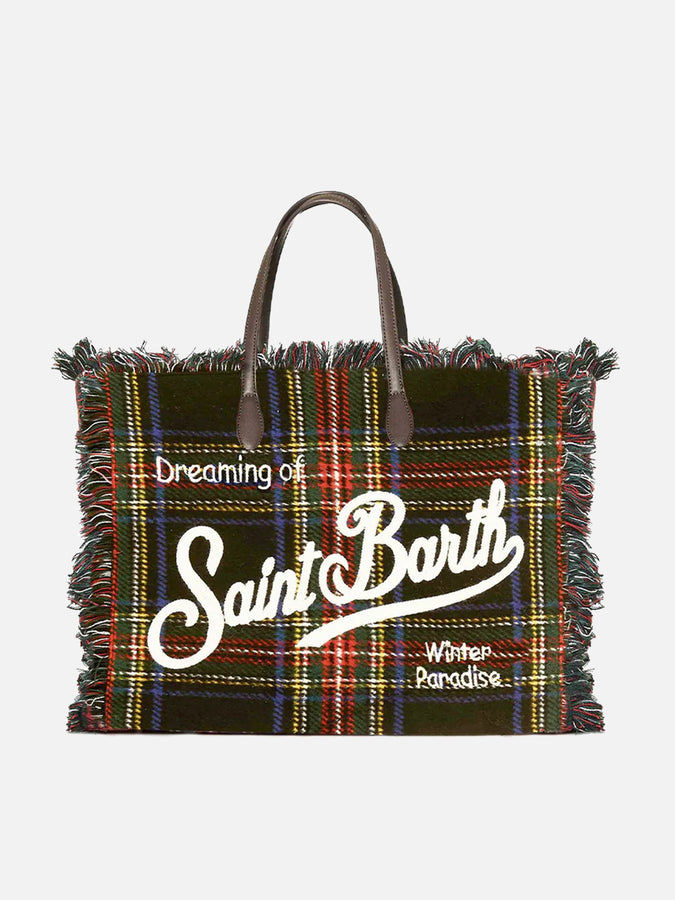 Mc2 Saint Barth Borsa a spalla Vanity in lana tartan blu