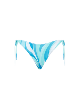 Woman swim briefs with light blue wave pattern - MC2 Saint Barth