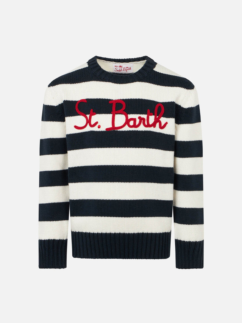 Boy cotton sweater with St. Barth embroidery