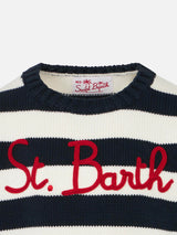 Boy cotton sweater with St. Barth embroidery