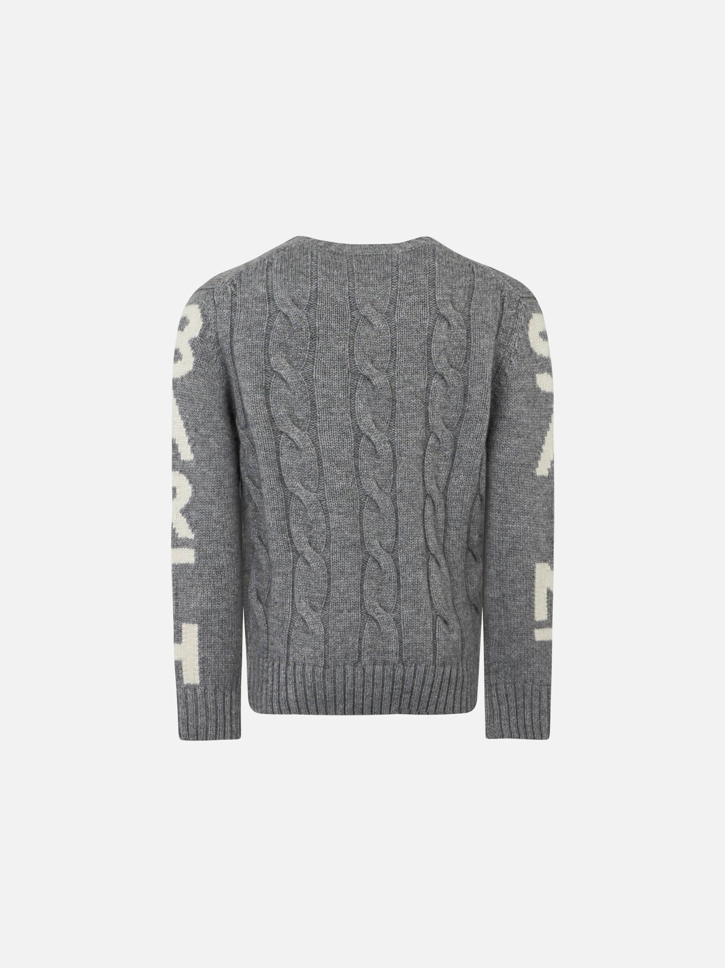 Boy grey cable knit sweater Bergen Jr with Saint Barth jacquard - MC2 Saint Barth