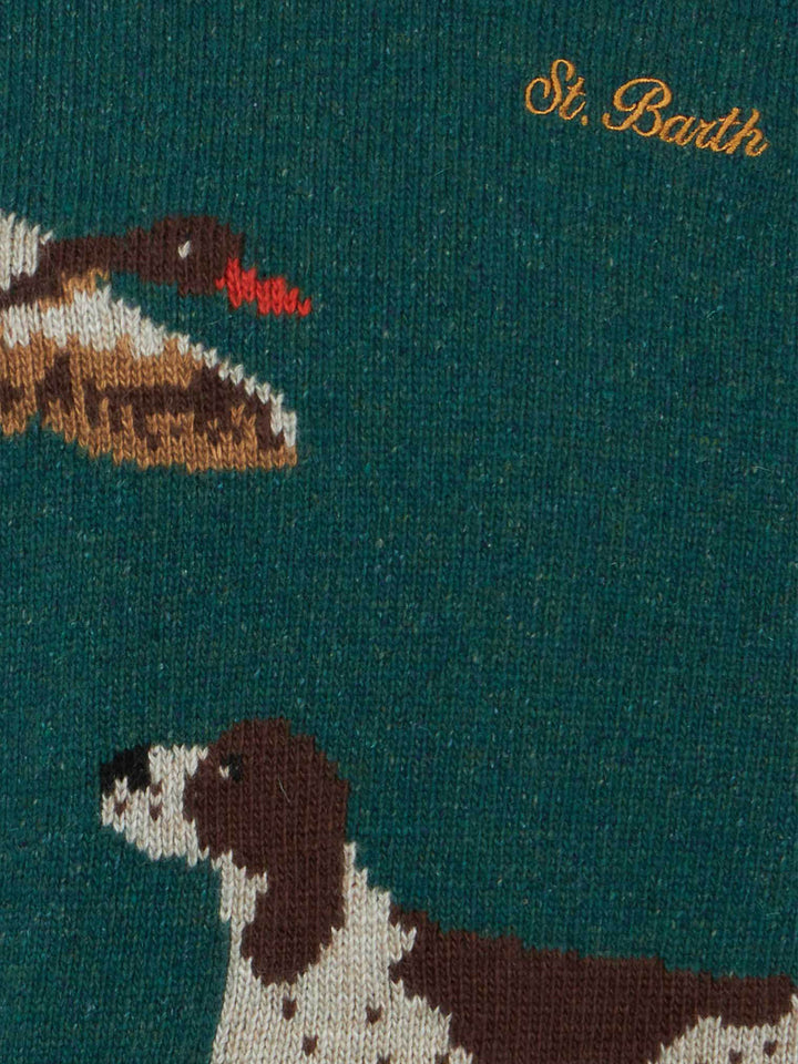 Boy crewneck donegal sweater with country dog jacquard - MC2 Saint Barth