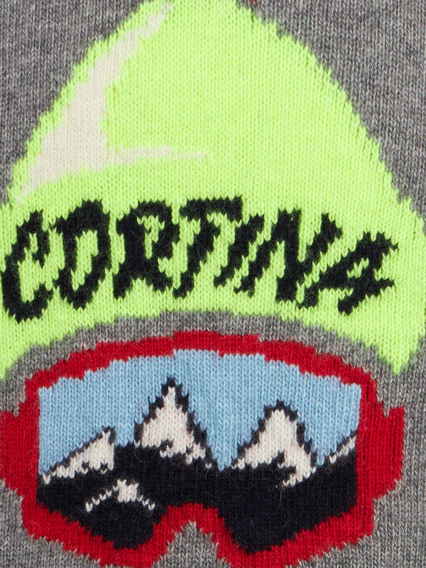 Boy crewneck sweater with Cortina hat print