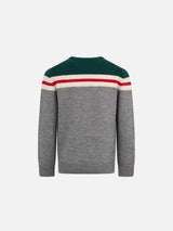 Boy crewneck sweater with St. Barth ski club patch