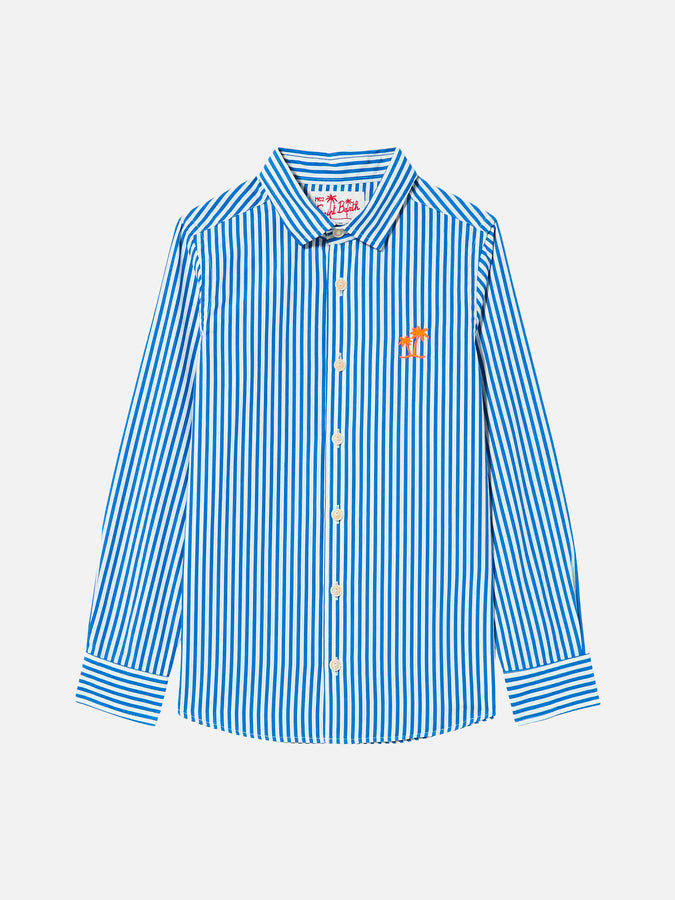 Mc2 Saint Barth Camicia da bambino in lino di cotone a righe