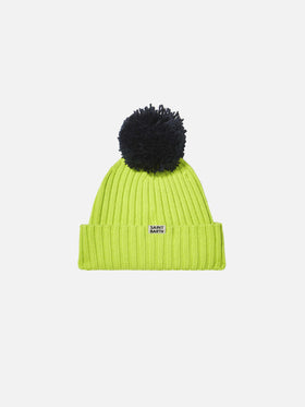 Boy fluo yellow beanie with pompon - MC2 Saint Barth