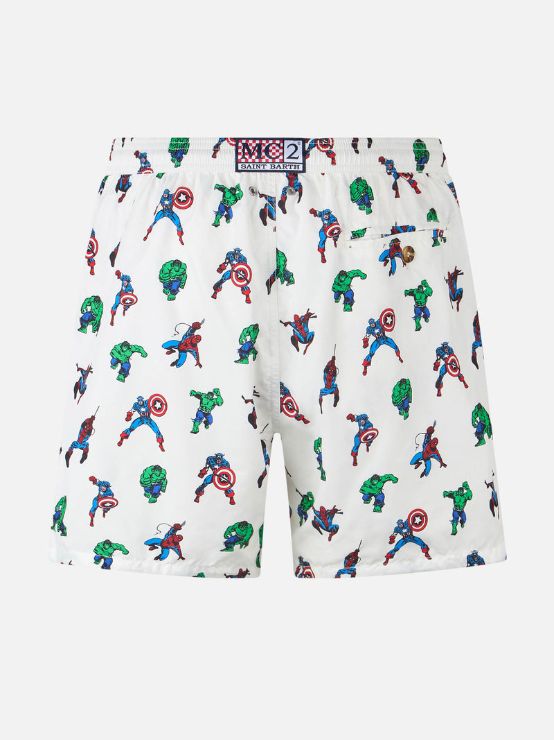 Boy lightweight fabric swim-shorts Jean Lighting with Marvel superheroes print | MARVEL SPECIAL EDITION