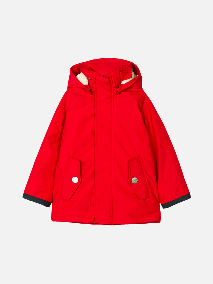 Boy hooded red parka jacket Voyager Jr - MC2 Saint Barth