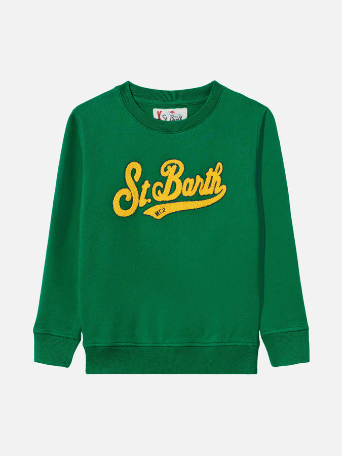 Mc2 Saint Barth Felpa verde da bambino con logo in spugna