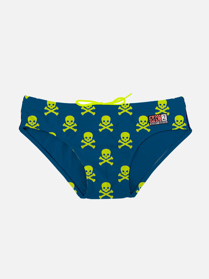 Mc2 Saint Barth Slip da bagno da Bambino con Teschi Giallo Fluo