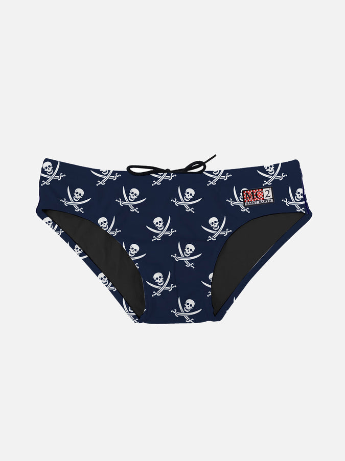 Mc2 Saint Barth Slip da bagno da bambino blu navy micro stampa pirati